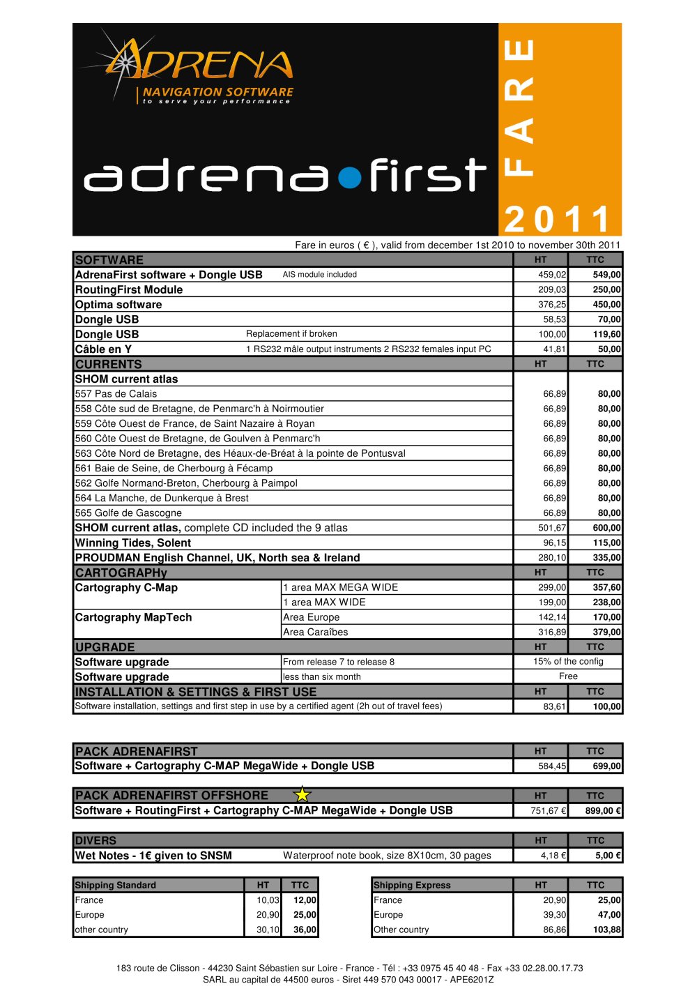 TARIFS_AdrenaFirst_2011 - Adrena