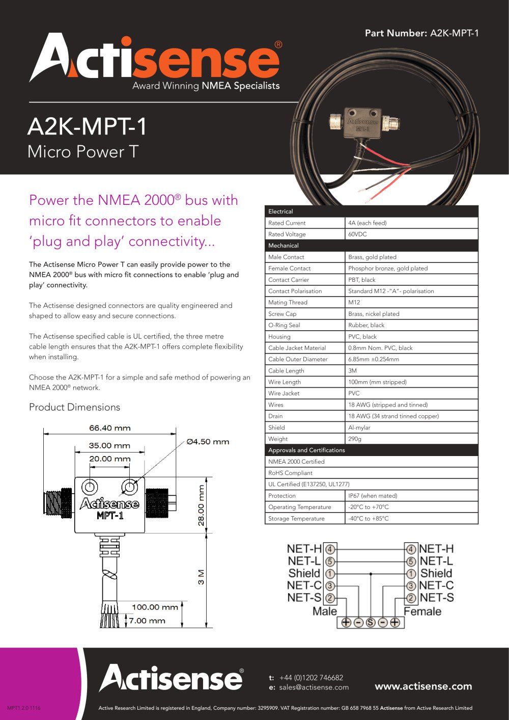 NMEA 2000 Power T A2K-MPT-1 - Actisense
