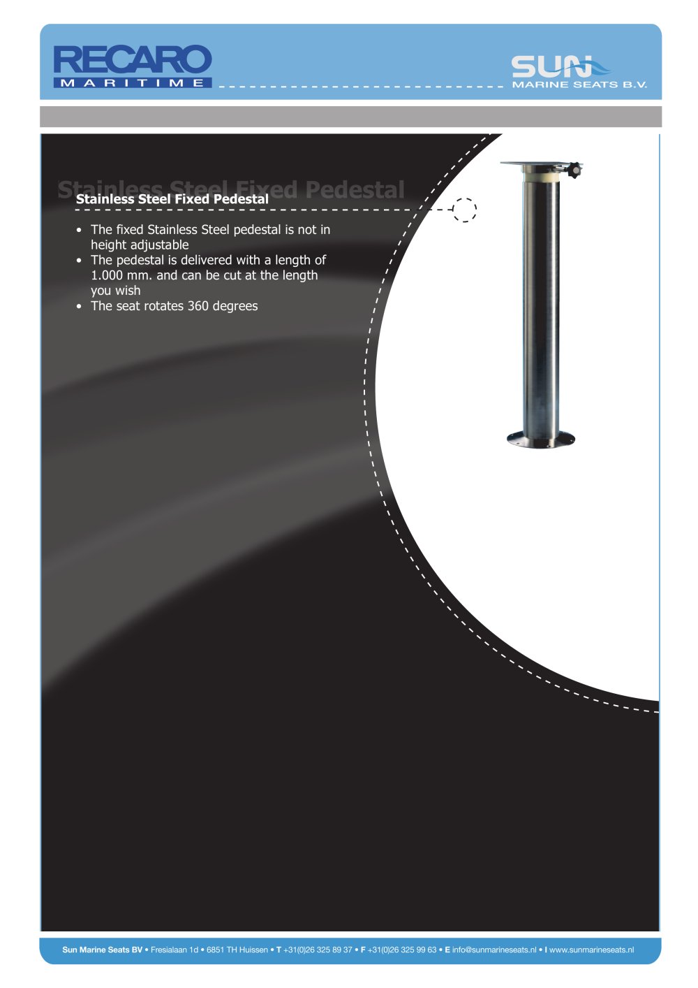Stainless Steel Fixed Pedestal - Recaro Maritime