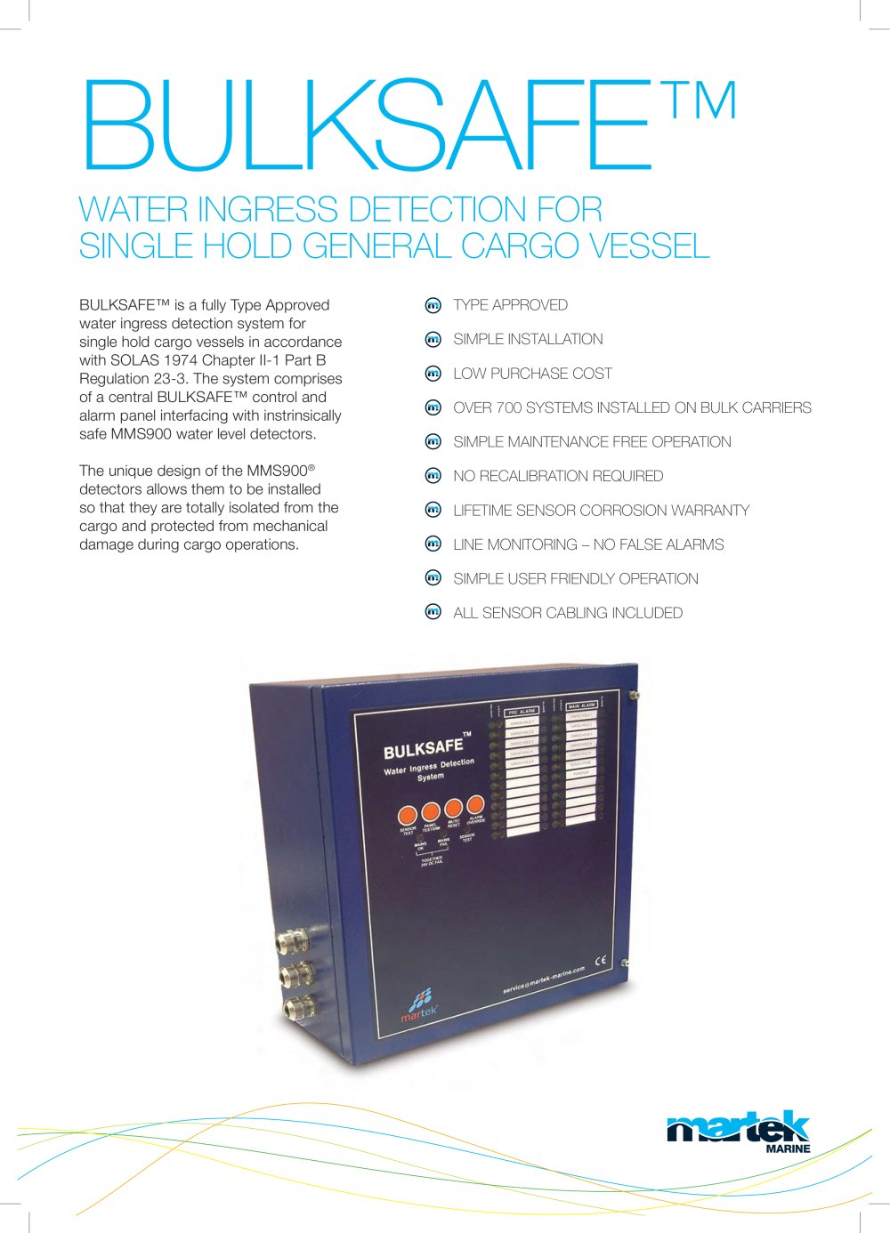 Bulksafe - General Cargo Water Level Detection - Martek Marine