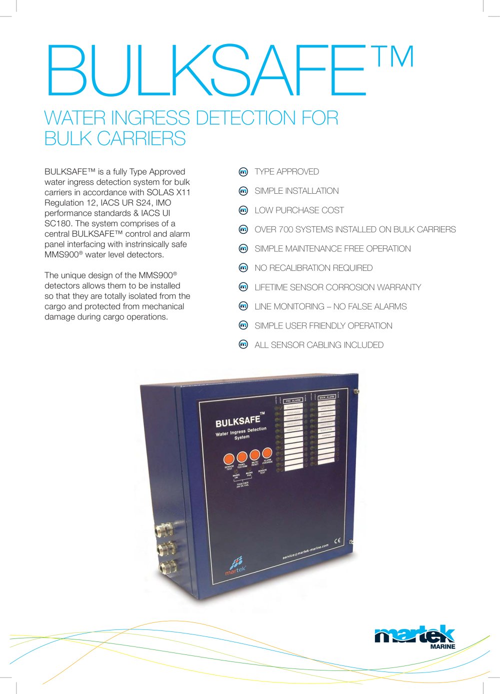 Bulksafe - Water Ingress Detection & Alarm System for Bulkers - Martek Marine
