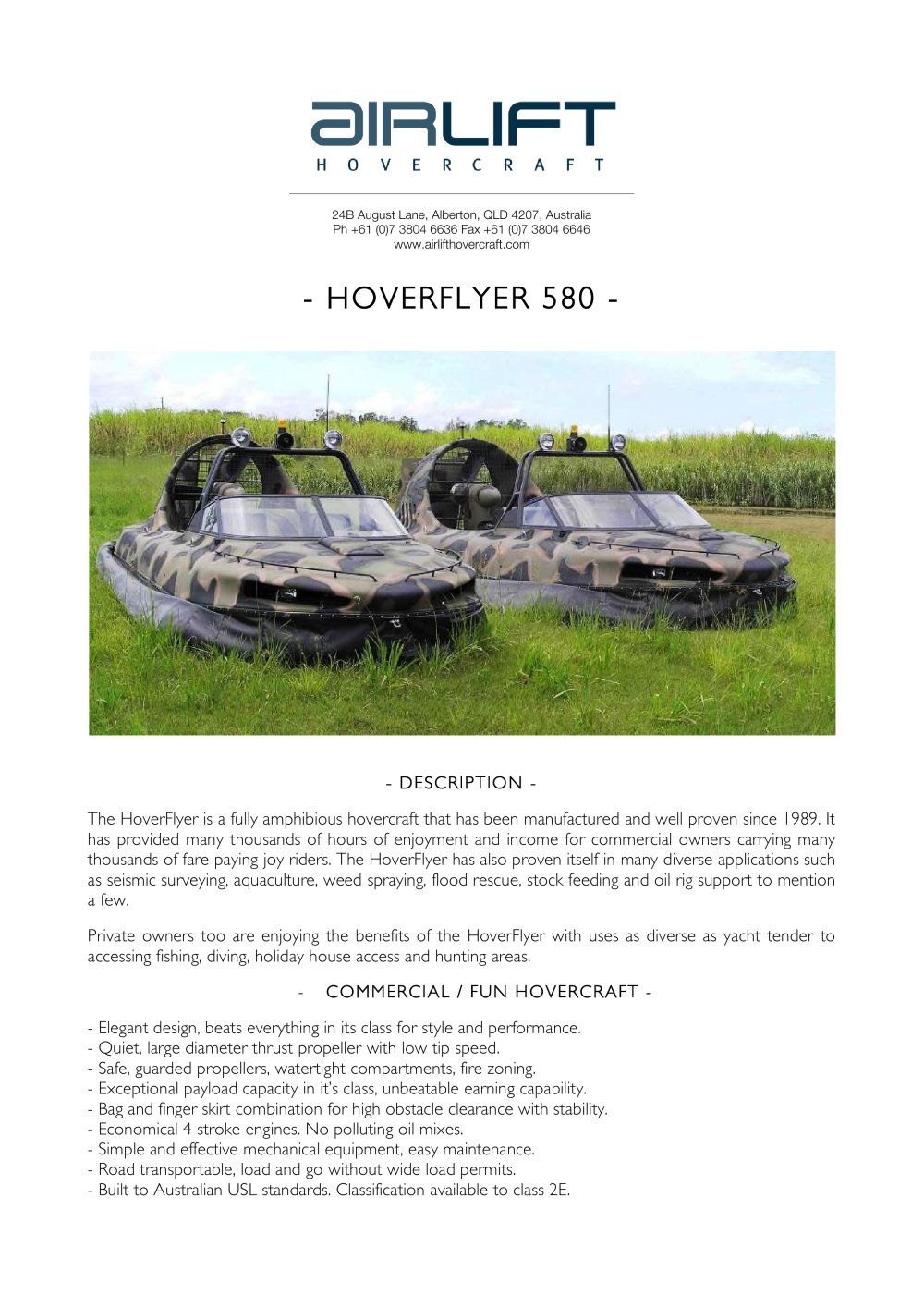 HoverFlyer 580 - AirLift Hovercraft
