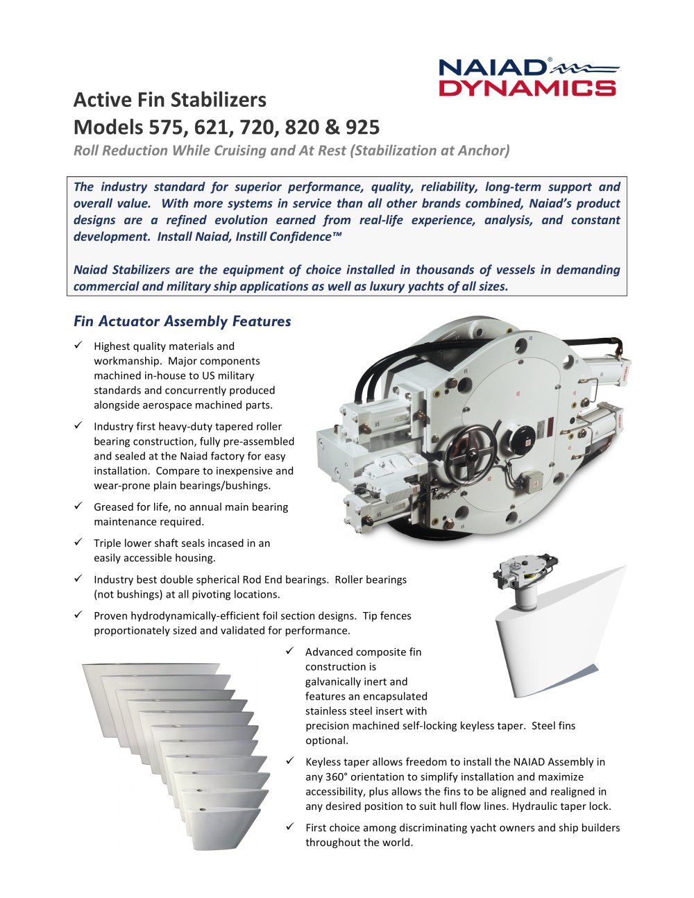 Active Fin Stabilizers 575 - 621 - 720 - 820 - 925 - NAIAD DYNAMICS