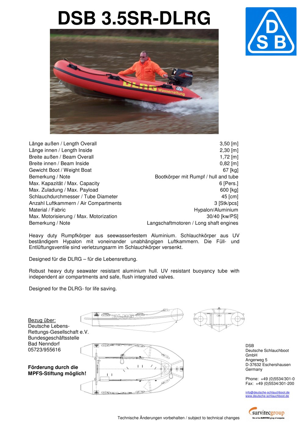 DSB 3.5SR-DLRG - Deutsche Schlauchboot
