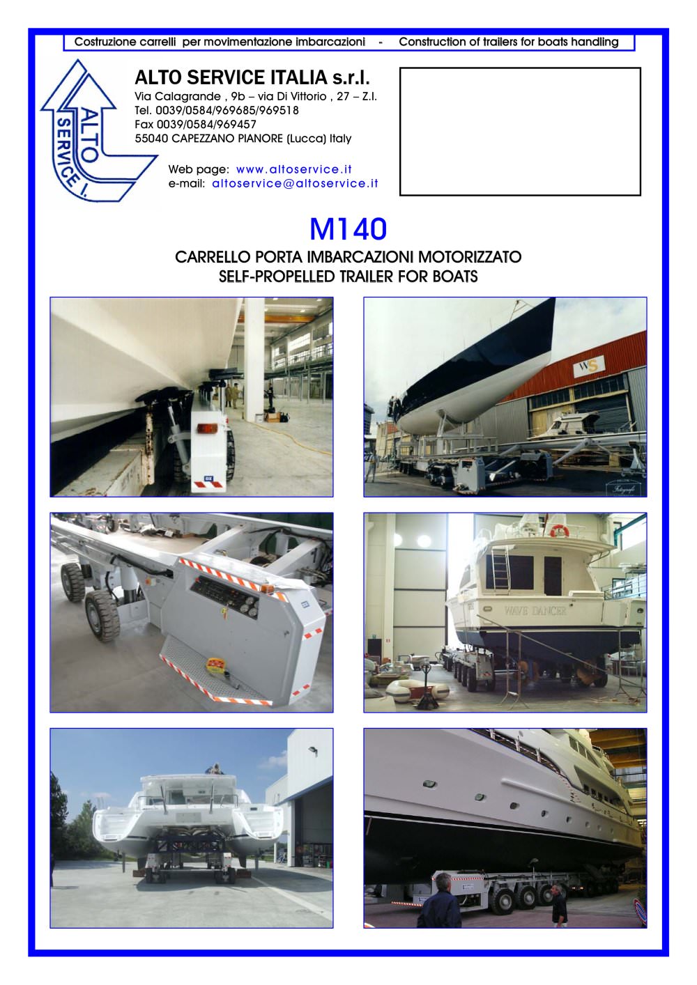 SELF PROPELLED BOAT TRAILER M140 - ALTO SERVICE ITALIA S.r.l.