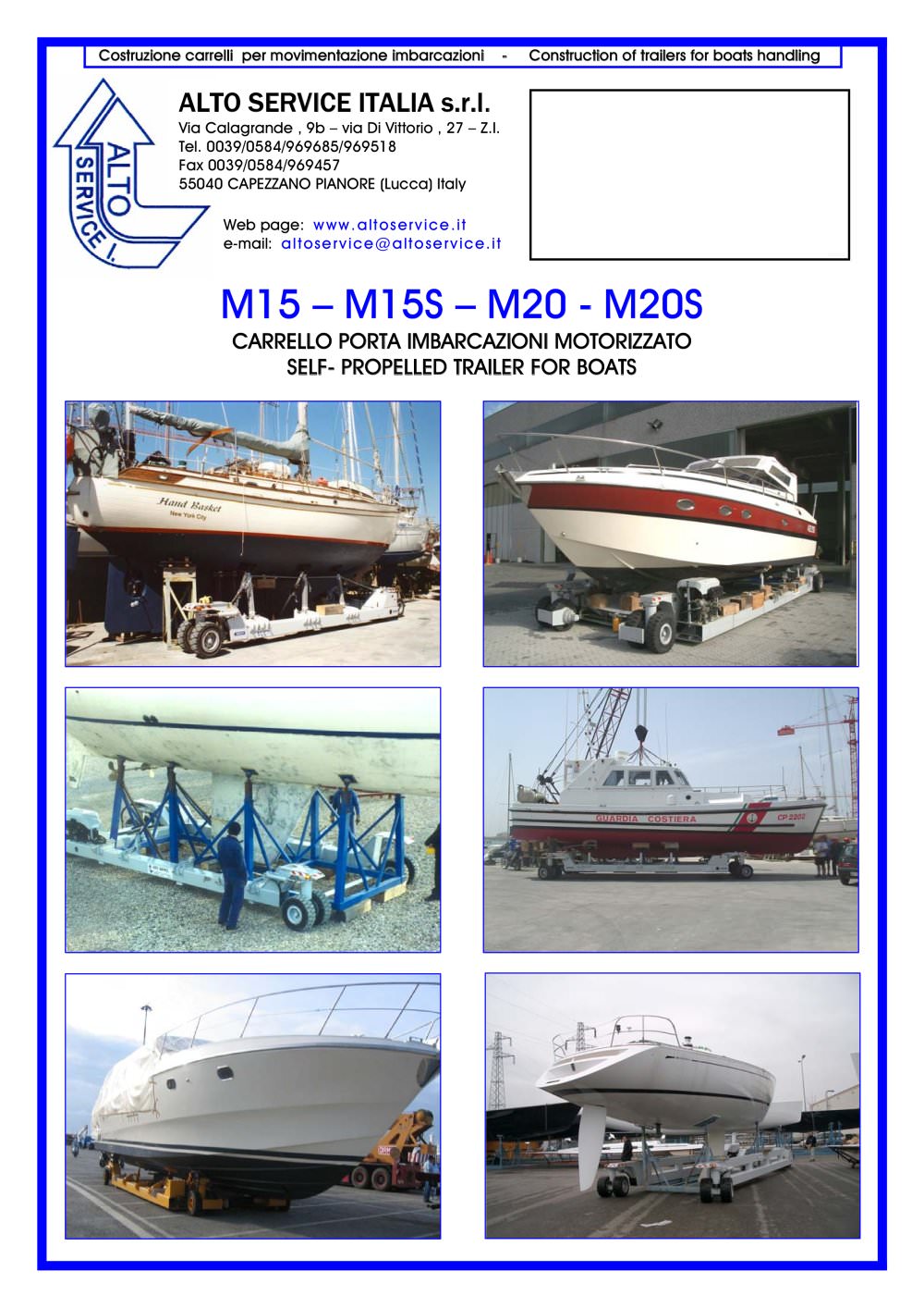 SELF PROPELLED BOAT TRAILER M15/20 - ALTO SERVICE ITALIA S.r.l.