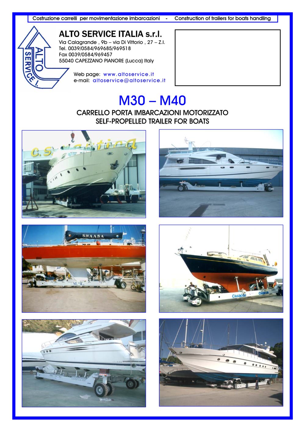 SELF PROPELLED BOAT TRAILER M30/40 - ALTO SERVICE ITALIA S.r.l.