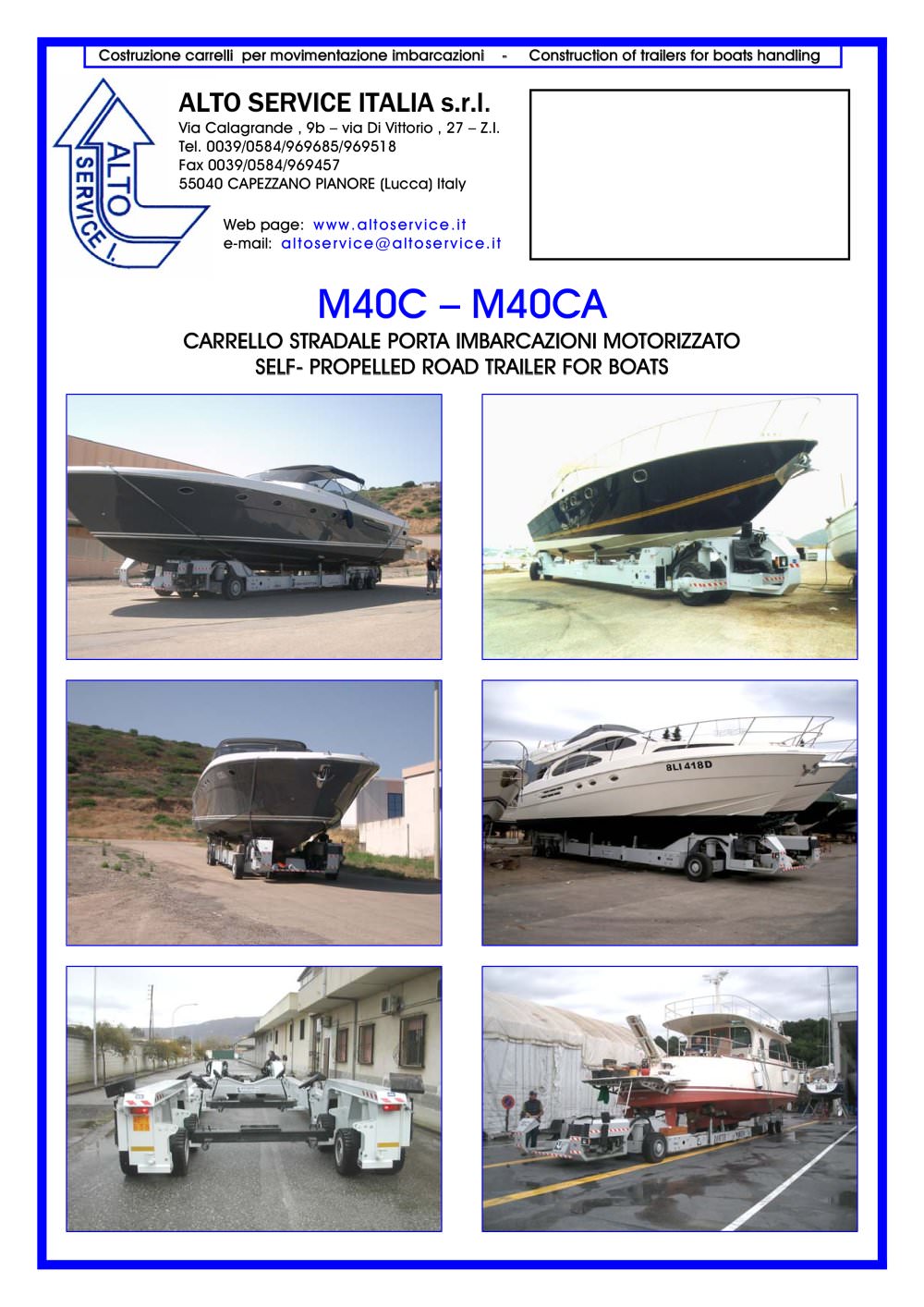 SELF PROPELLED BOAT TRAILER M40C - ALTO SERVICE ITALIA S.r.l.