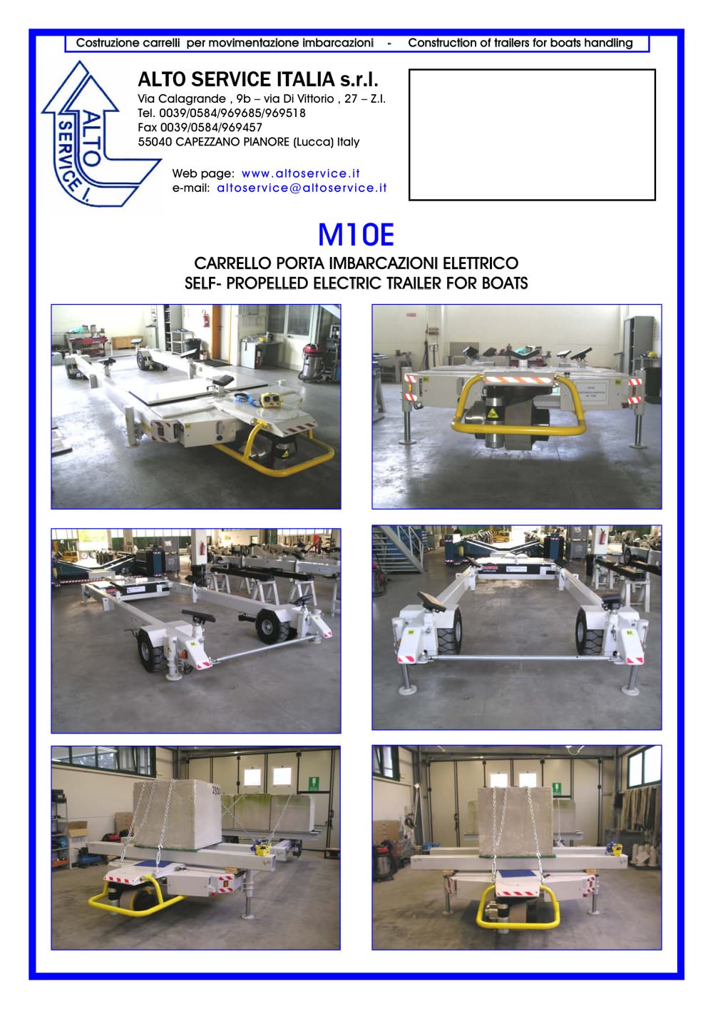 SELF PROPELLED ELECTRIC ROAD TRAILER FOR BOAT M10E - ALTO SERVICE ITALIA S.r.l.