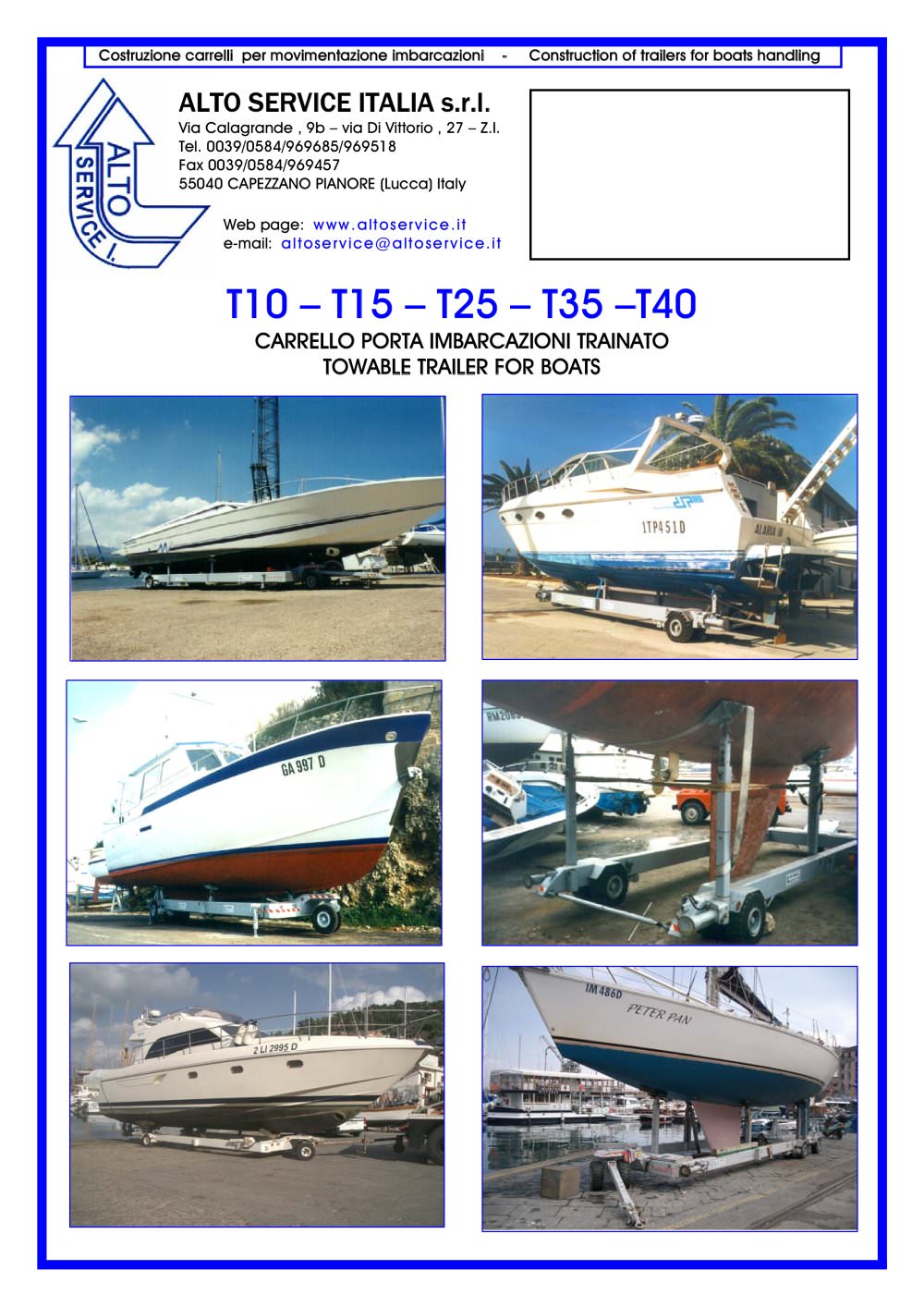 TOWABLE TRAILER FOR BOATS - ALTO SERVICE ITALIA S.r.l.