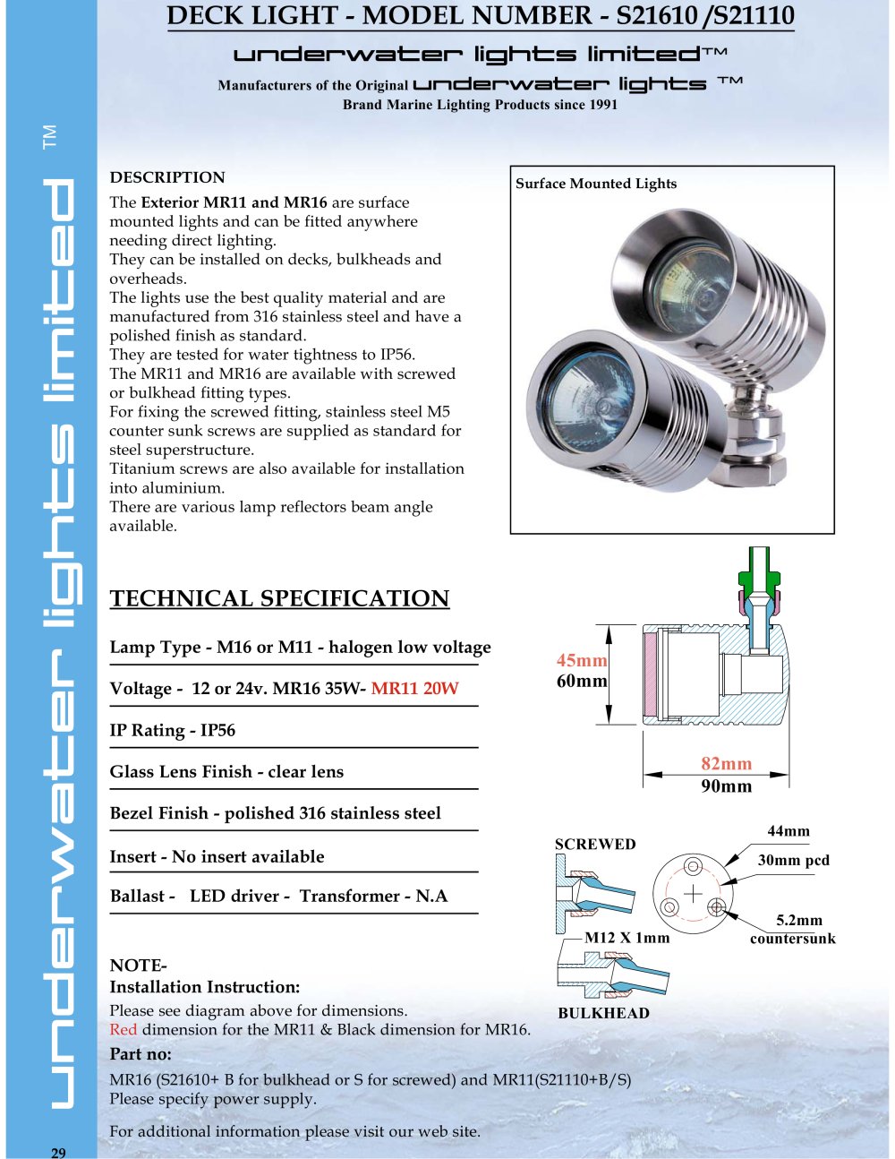 MR11 & MR16 Surface Mounted Lights - Underwater Lights Limited