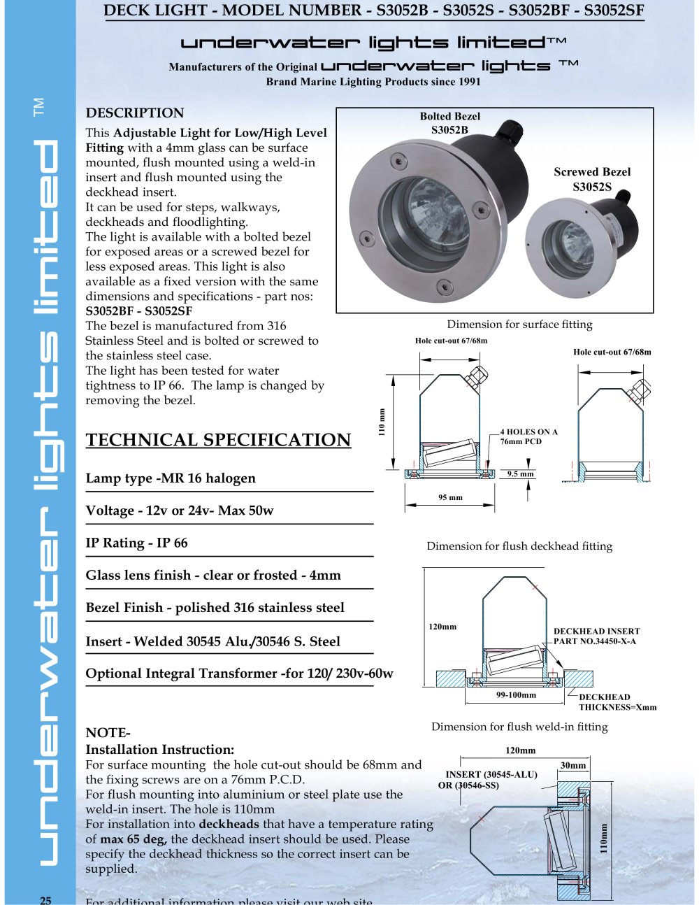 MR16 Low/High Level Adjustable Light - Underwater Lights Limited