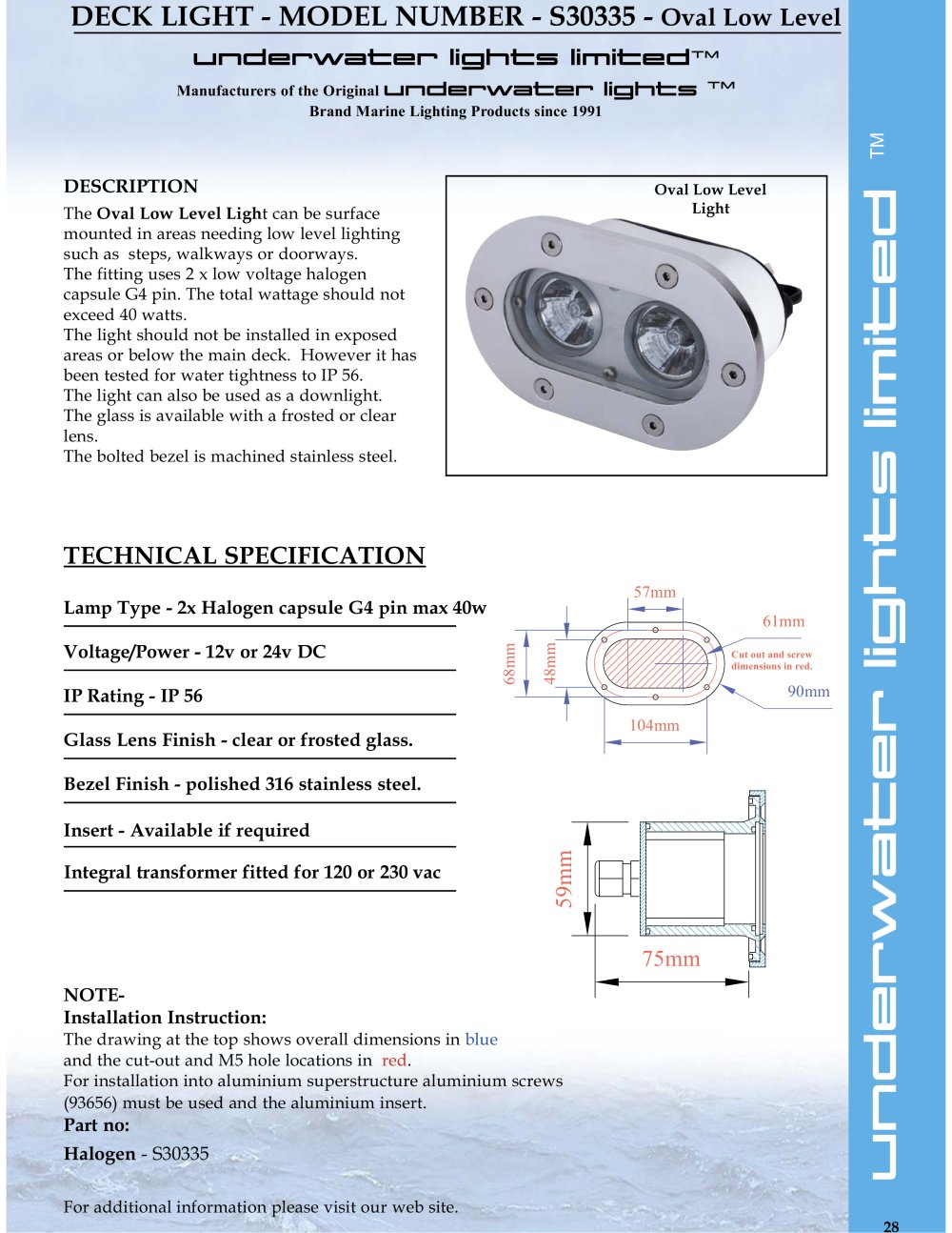 Oval Low/High Level Adjustable Twin Flood - Underwater Lights Limited