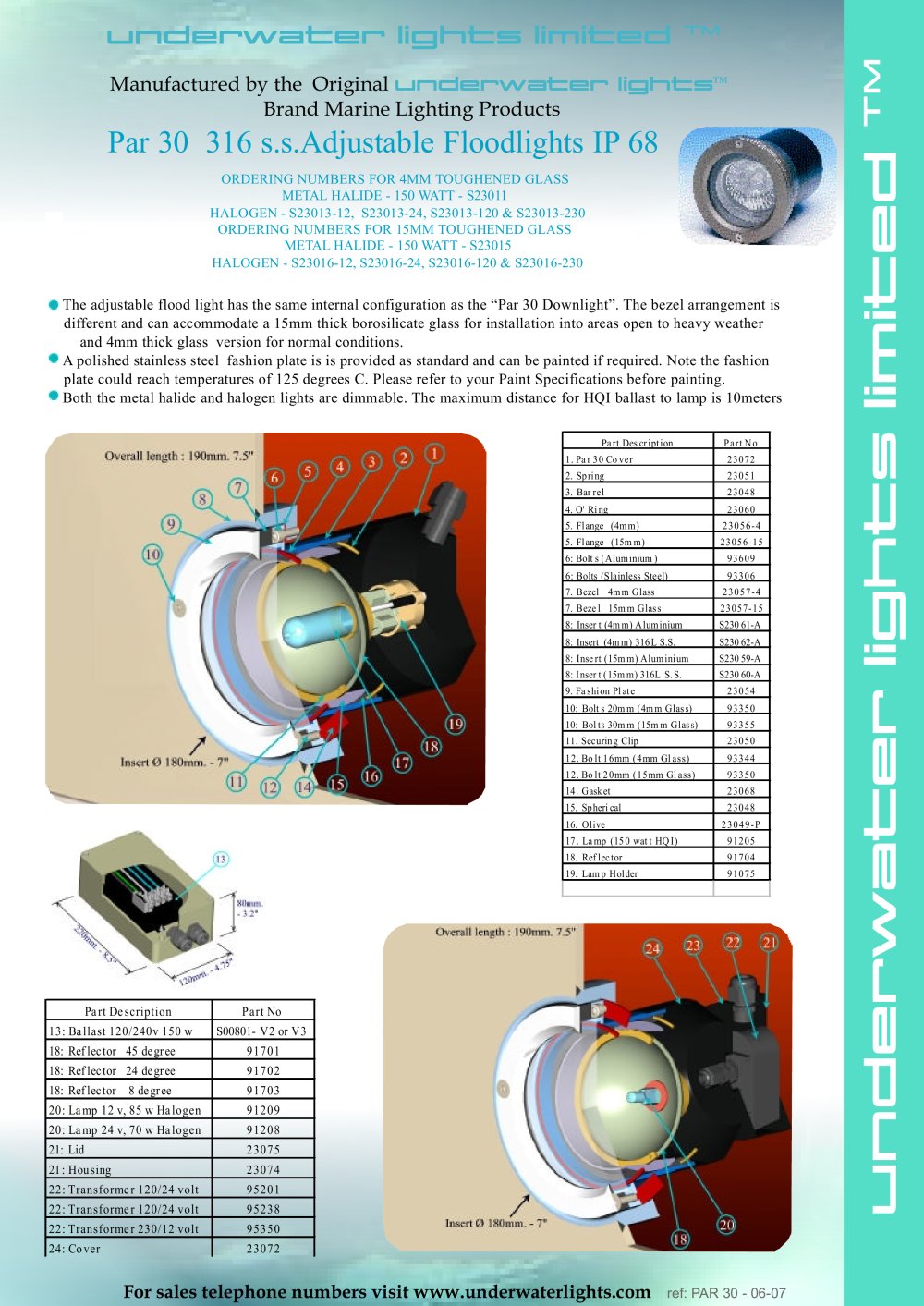 PAR 30 Flood Lights - Underwater Lights Limited
