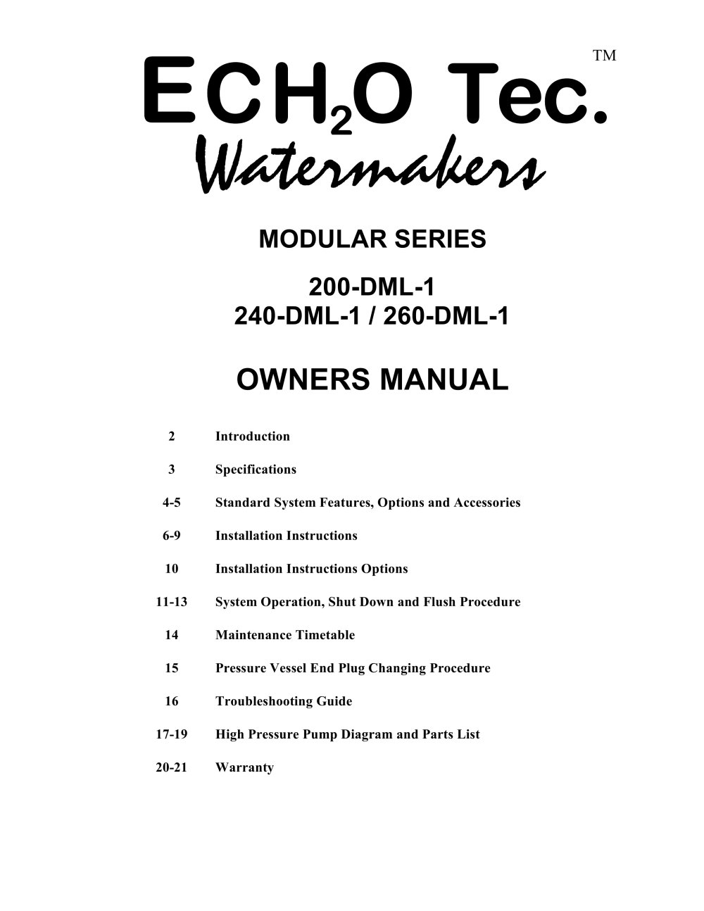 DC manual - Echo Marine Ltd.