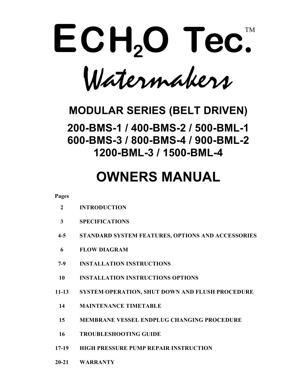 MODULAR SERIES (BELT DRIVEN) - Echo Marine Ltd.