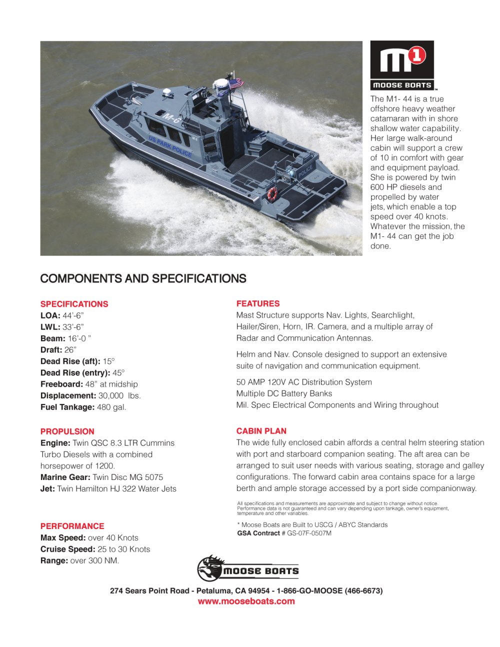 M1 Power Catamaran Brochure - Moose Boats, Inc.