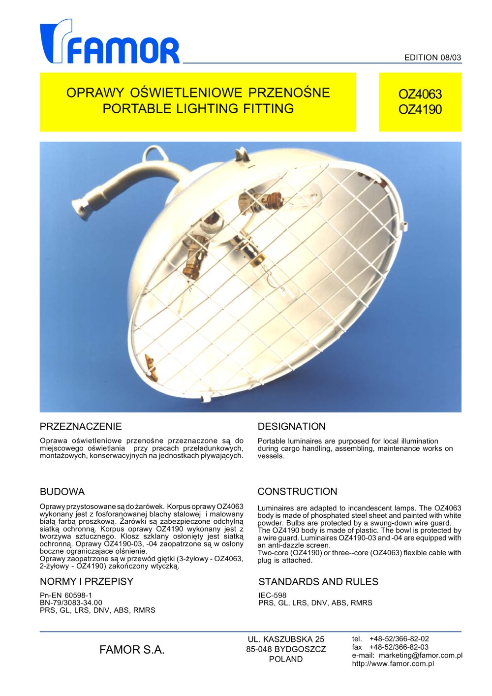 deck floodlight for ships 250-499 W OZ4063 - Famor