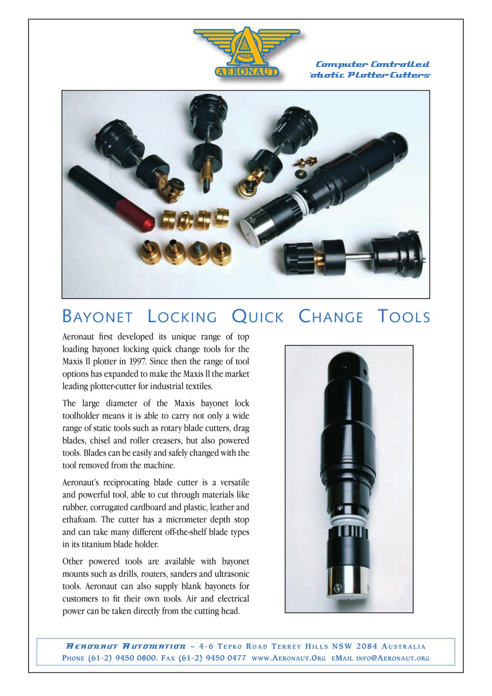 Bayonet Mount tooling brochure - AERONAUT