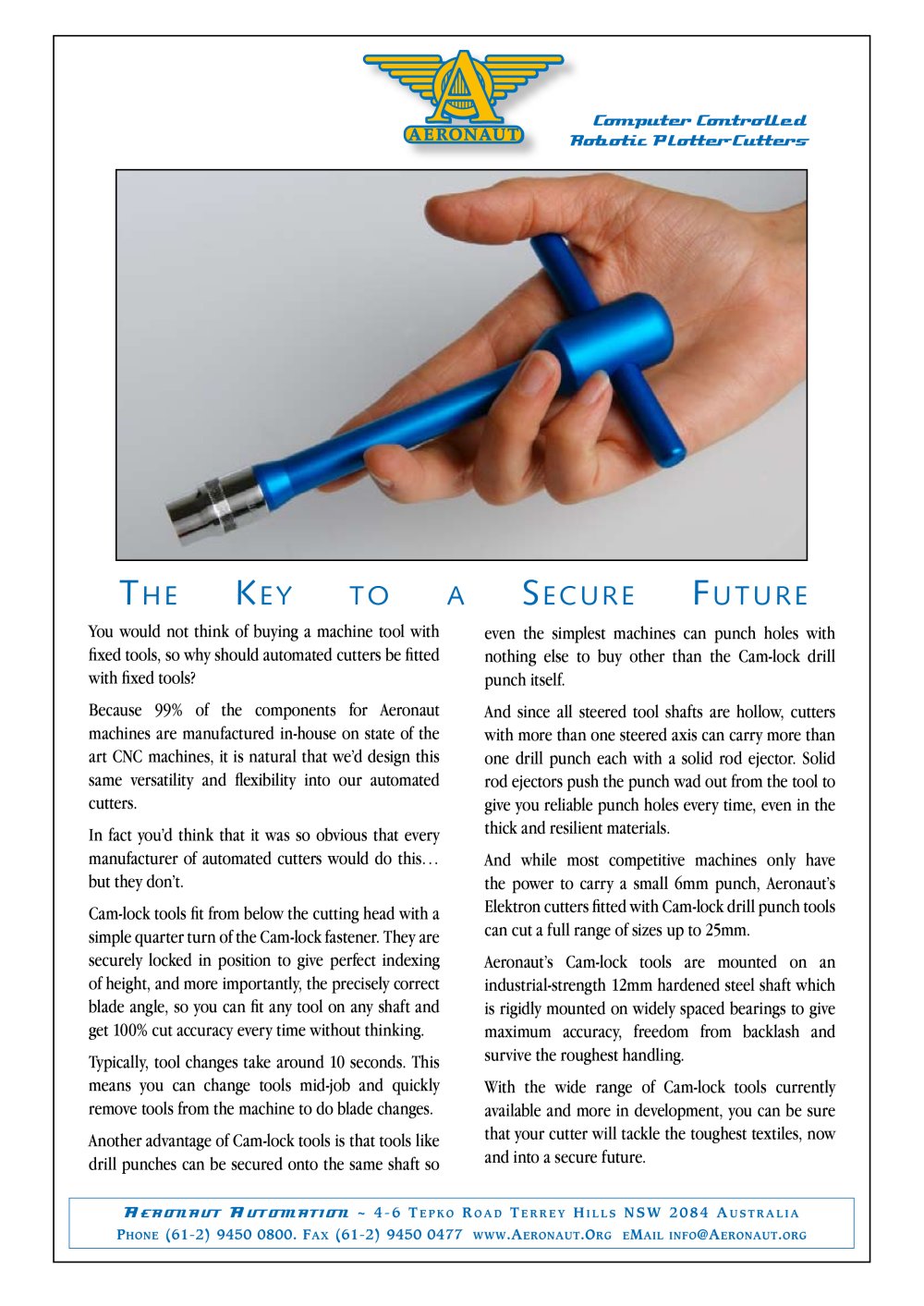Cam-lock tooling brochure - AERONAUT