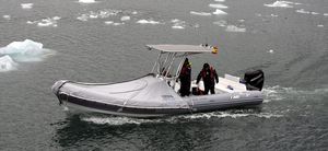barco inflável com motor de popa / bimotor / semirrígido / com console central