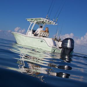 lancha de console central com motor de popa / com console central / open / de pesca esportiva