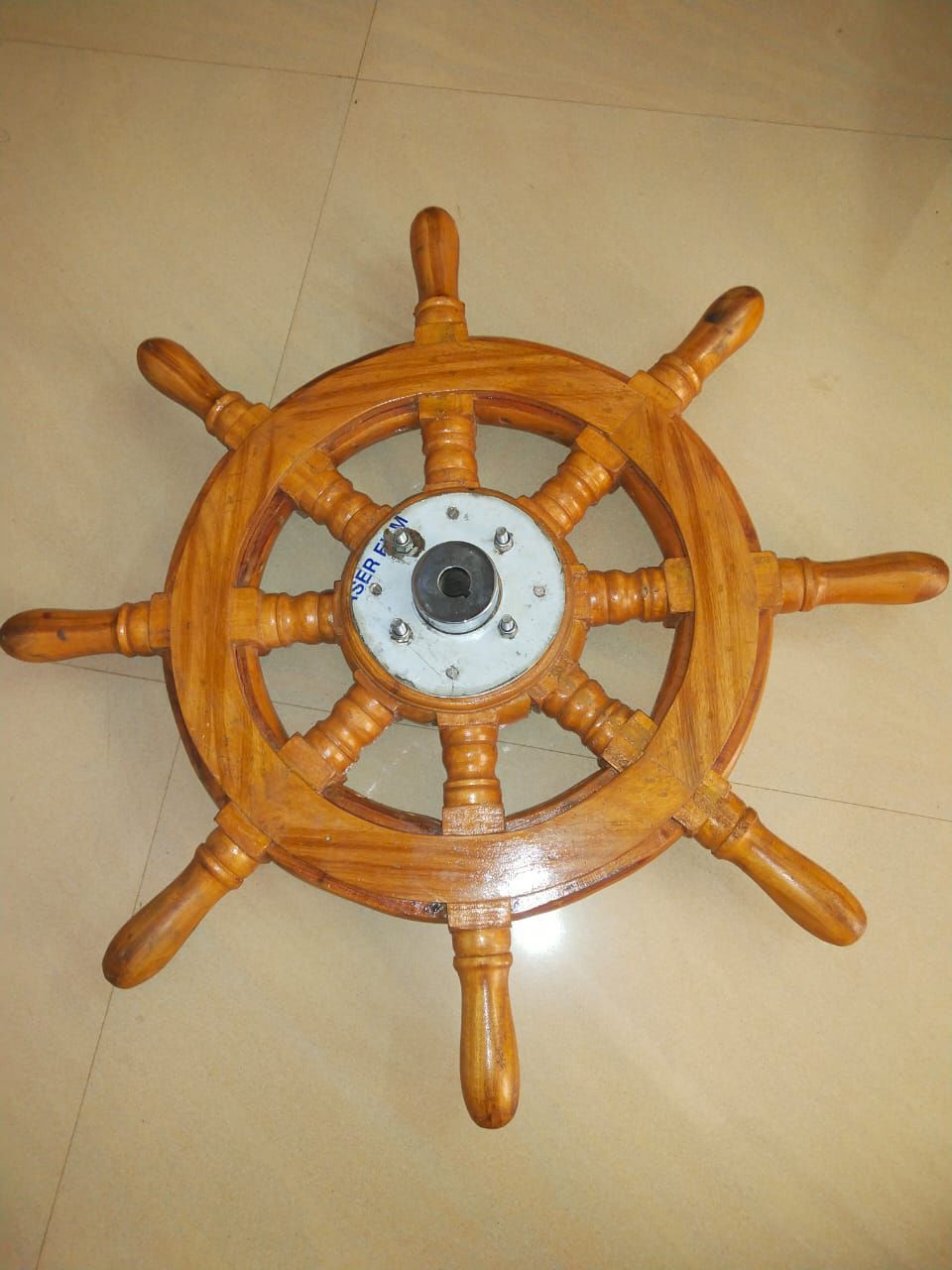 Wooden power boat steering wheel MacNHom Marine Equipments P Ltd