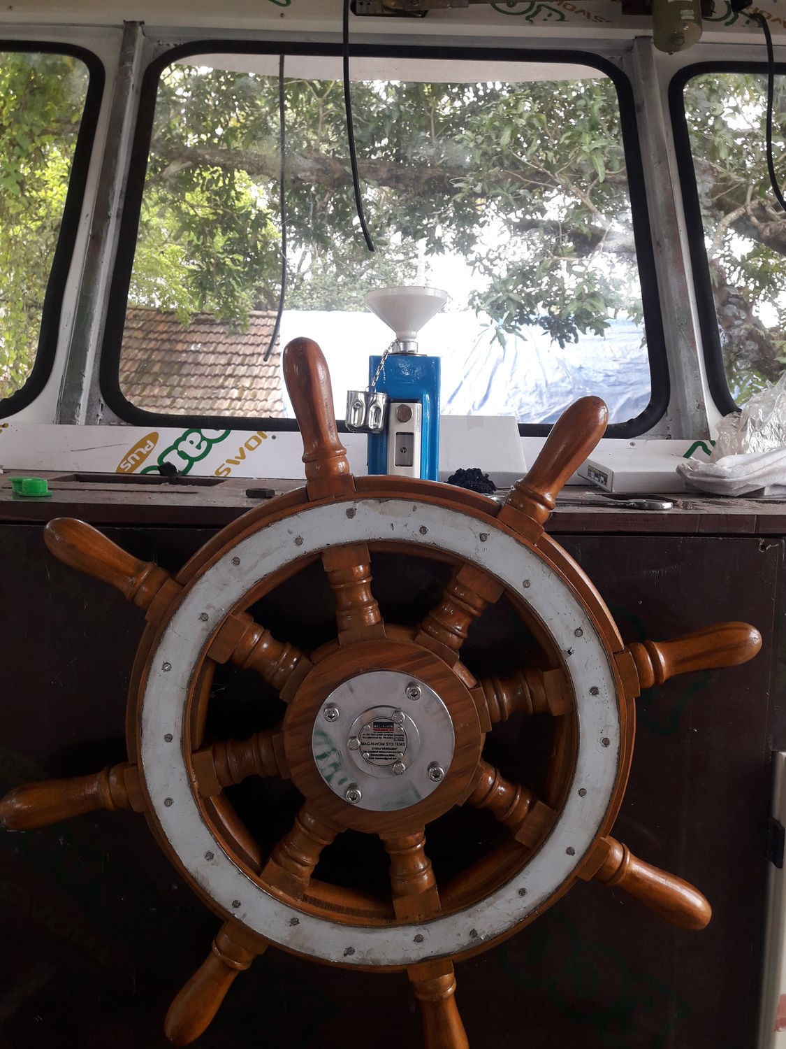 Wooden power boat steering wheel Steering Wheel 30" MacNHom