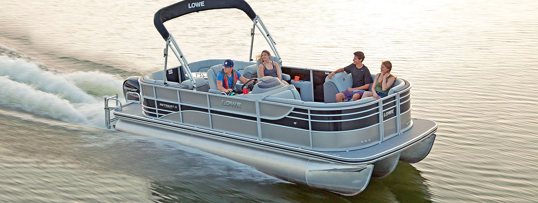 Outboard pontoon boat - Retreat 230 WT - Lowe - tri-tube / open / high ...