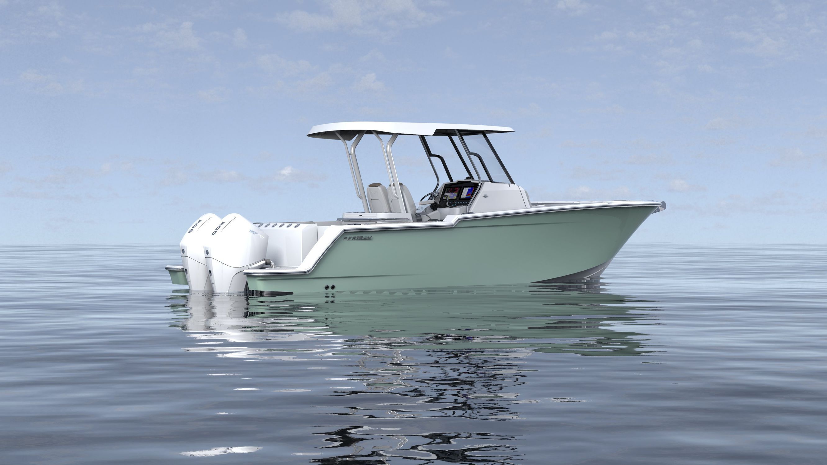 Outboard center console boat 28CC Bertram twinengine / 12person