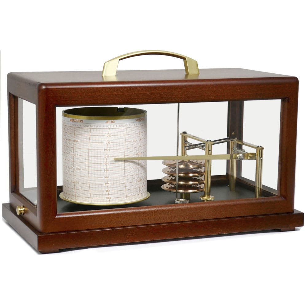 Analog barograph LARGE MAHOGANY Naudet Dourde