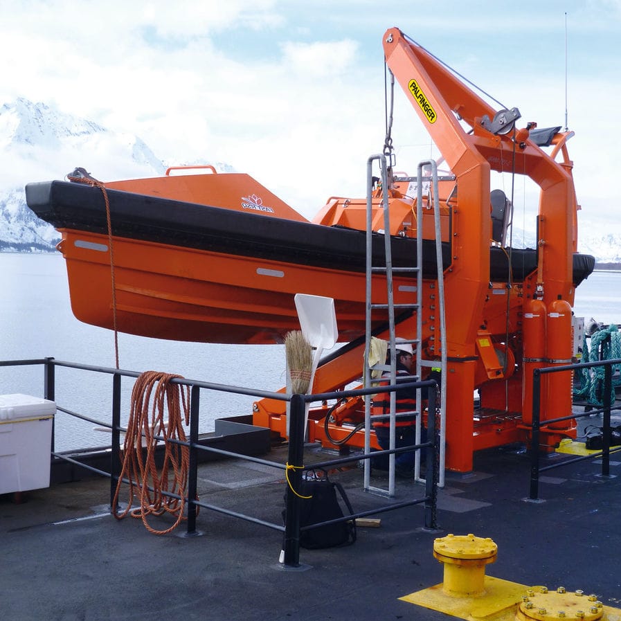 Ship davit PRHE series Palfinger Marine GmbH for rescue boats