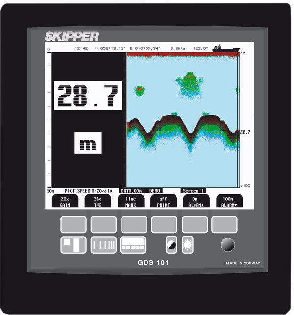 Ship Echo Sounder GDS101 SKIPPER Electronics AS With LCD Display