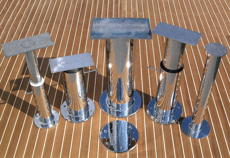 Electric boat table pedestal Motorized Maine Mystique stainless steel