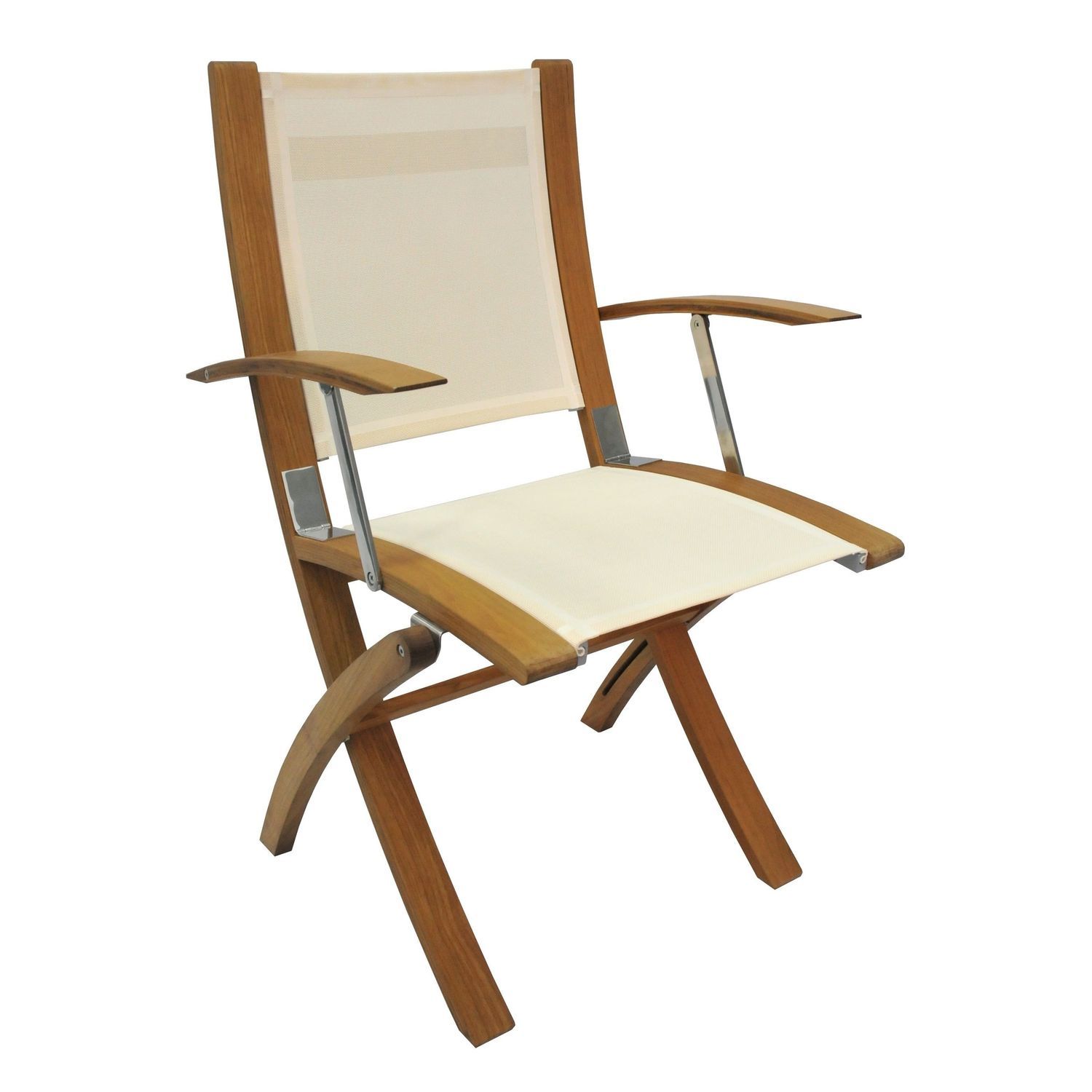 Standard boat chair COAF094T16_Cream Eurodesign folding / teak / with armrests
