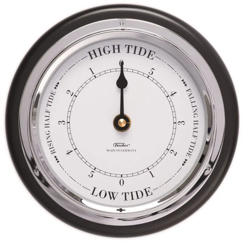 Fischer Instruments 1434TD-22 6 1/2 Mahogany Wood and Brass Tide Clock