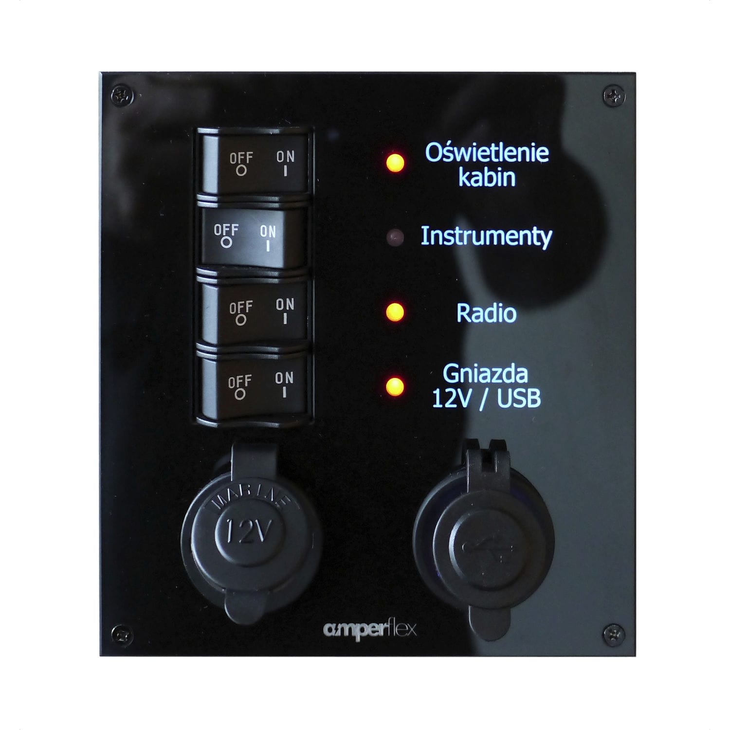 Boat switch panel BP04RCU amperflex current / LED / with USB port