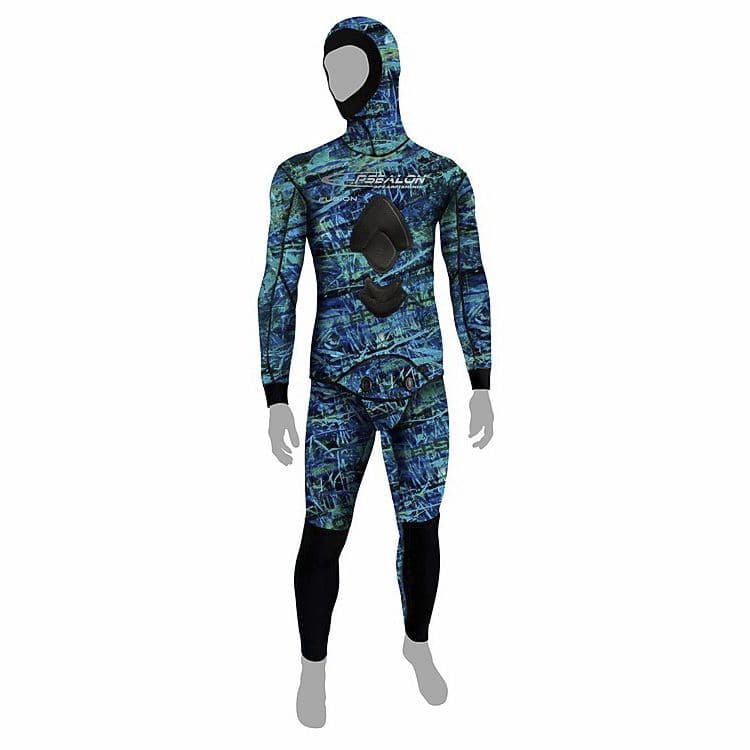 Spearfishing wetsuit - Blue Fusion - EPSEALON - long-sleeve / with hood ...