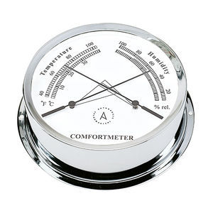 Fischer HYGROMETER / THERMOMETER Humidity and Temp - Dial w/White Face &  Stainless steel case