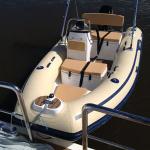 outboard inflatable boat / rigid / side console / aluminum