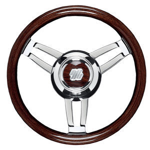 mahogany power boat steering wheel