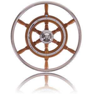 teak power boat steering wheel