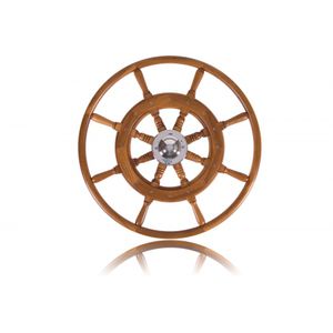 teak power boat steering wheel