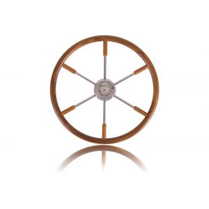 teak power boat steering wheel