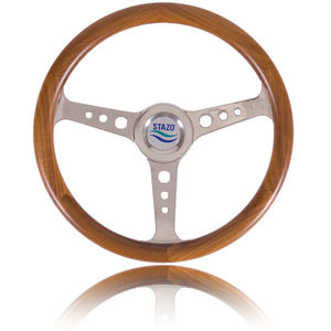 teak power boat steering wheel