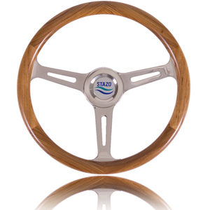 teak power boat steering wheel