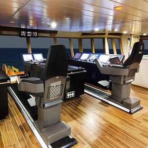 ship helm seat pedestal / electric / floor track / metal