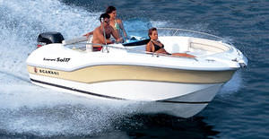 outboard center console boat / side console / 5-person max. / sundeck