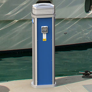 pedestal with built-in light / electrical distribution / water supply / for docks