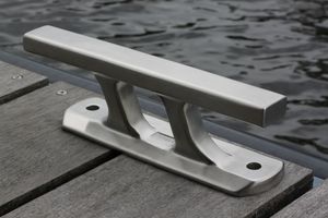 dock mooring cleat / for boats / flat / stainless steel